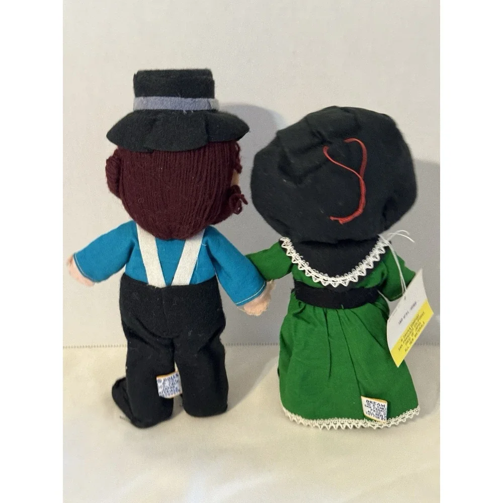 VTG Dream Dolls Dakin Japan Amish Boy Girl Pair Plush Felt Cloth Dolls 9